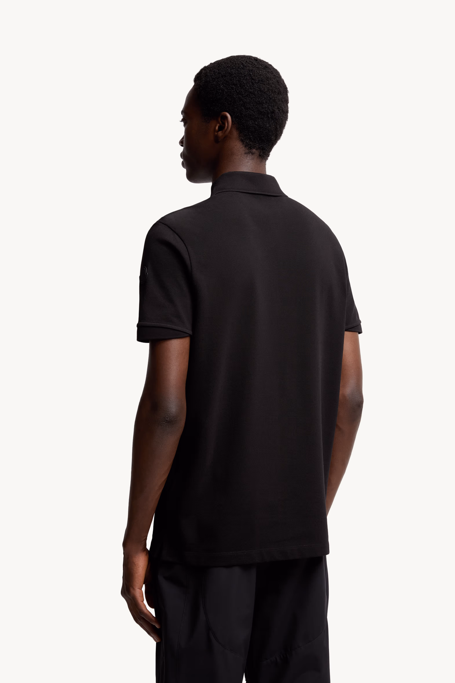 Logo Patch Cotton Piquet Polo Shirt Men Black Moncler 5